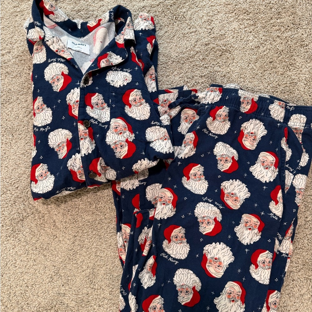 Old Navy Navy Blue Santa pajamas family theme